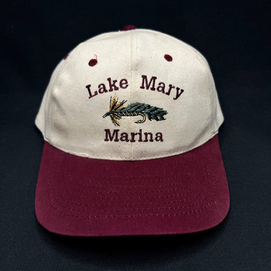 Vintage Lake Mary Marina Fishing Fly Snapback Hat KC USA