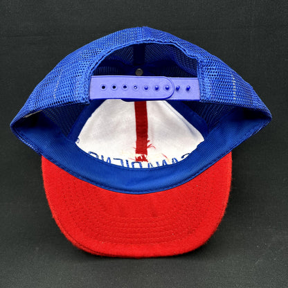 Vintage Montreal Canadiens NHL Mesh Trucker Snapback Hat Red Blue
