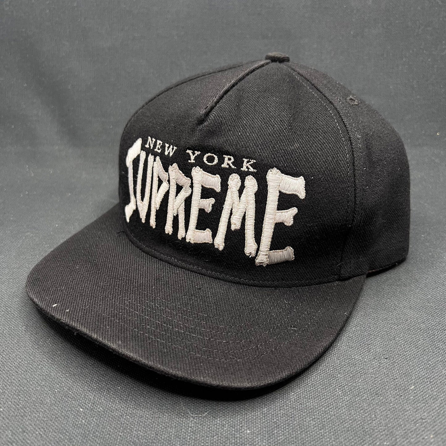 Supreme New York Bones Logo Snapback Hat Black USA Made