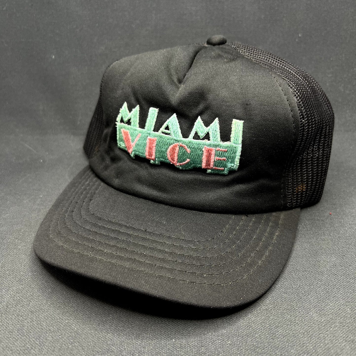 Vintage Miami Vice Black Mesh Snapback Trucker Hat Made in Korea