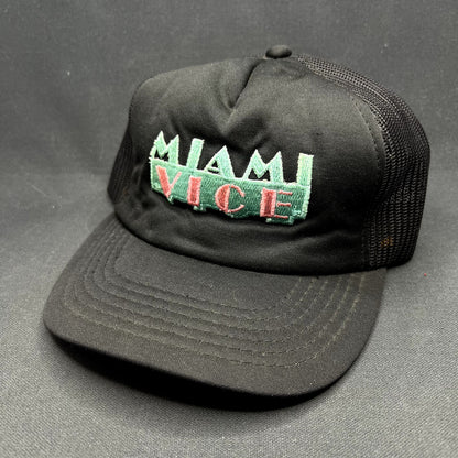 Vintage Miami Vice Black Mesh Snapback Trucker Hat Made in Korea