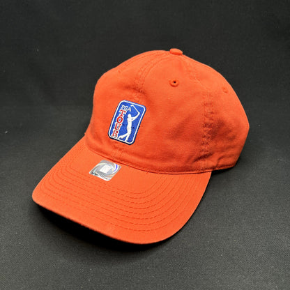 Vintage PGA Tour Logo Strapback Hat Orange The Game Golf Dad Cap Adjustable