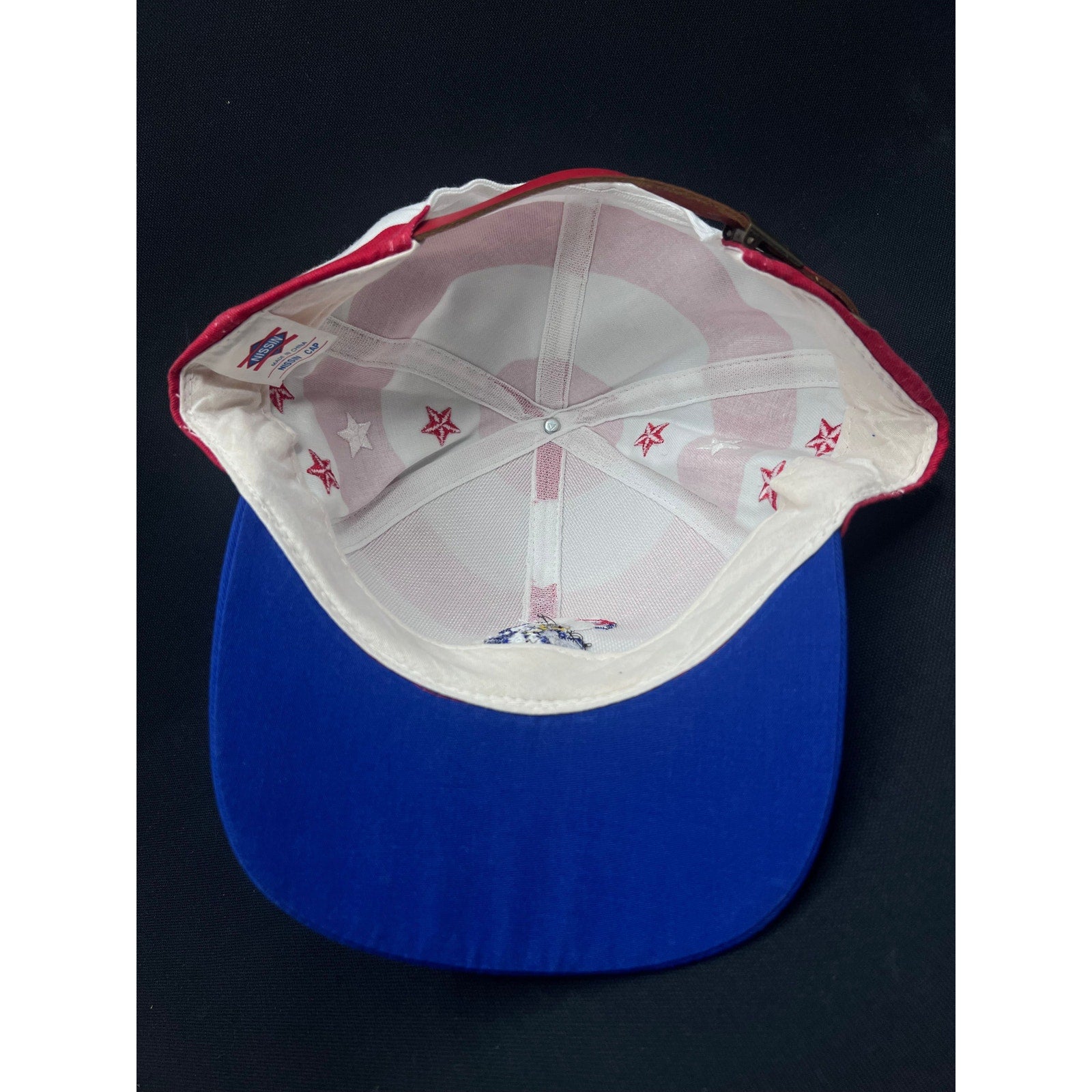 Vintage Bootleg USA Olympics Patriotic Eagle Hat Nissin Cap Red White Blue Stars