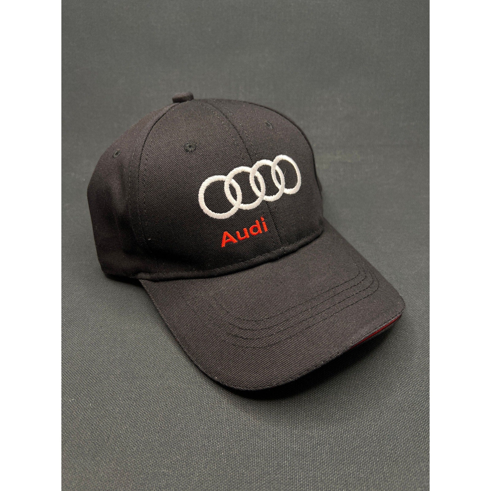 Audi Automotive Rings Logo Hat Black Twill Strapback Metal Clasp OEM Promo