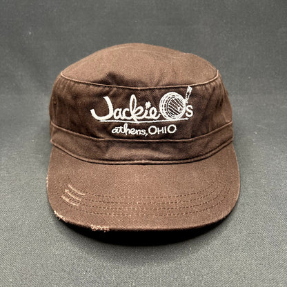 Vintage Jackie’s Athens Ohio Distressed Military Style Cap Brown Adjustable Hat