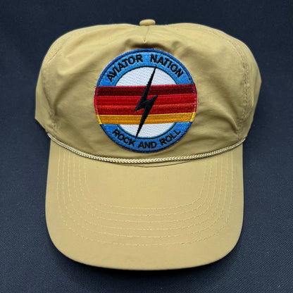 Aviator Nation Rock & Roll Patch Strapback Hat Tan