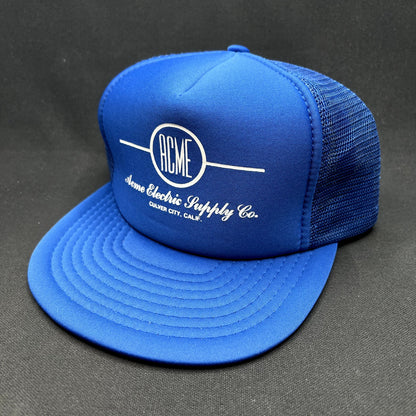 Vintage Acme Electric Supply Co Culver City Mesh Snapback Trucker Hat Blue USA