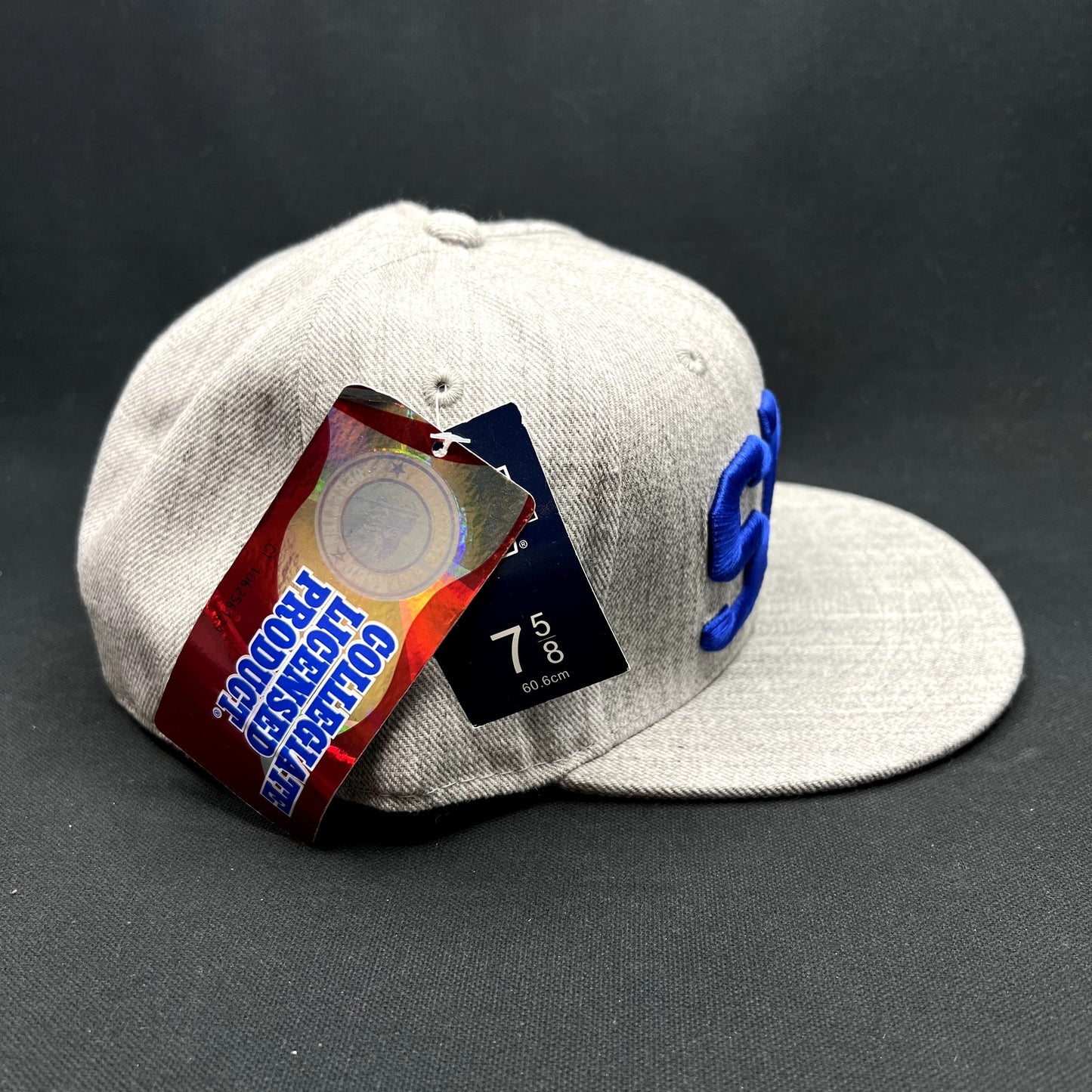 SMU Mustangs Heather Gray Fitted Hat 7 5/8 NCAA W Republic
