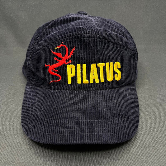 Vintage Pilatus Luzern Switzerland Corduroy Strapback Hat