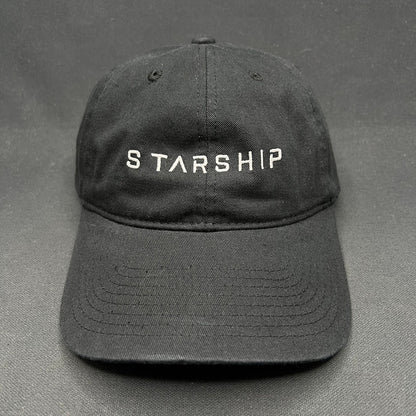 SpaceX Starship Strapback Hat Black Embroidered NASA Space Elon Musk