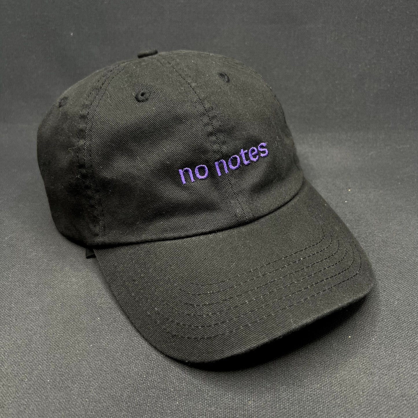 No Notes Canva Strapback Hat Black Purple Embroidered Dad Cap Adjustable