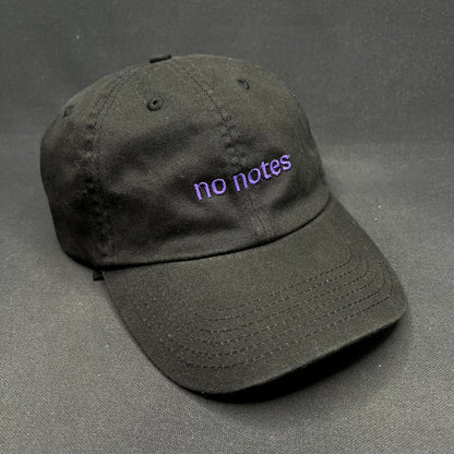 No Notes Canva Strapback Hat Black Purple Embroidered Dad Cap Adjustable