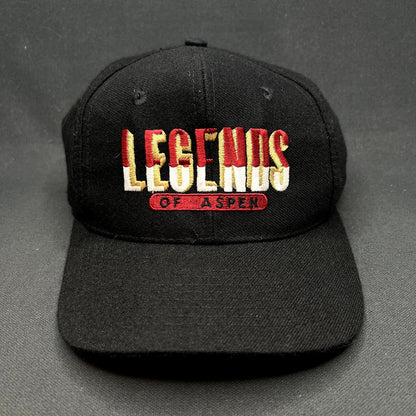 Vintage Legends of Aspen Snapback Hat Black Ski Resort Colorado Cap