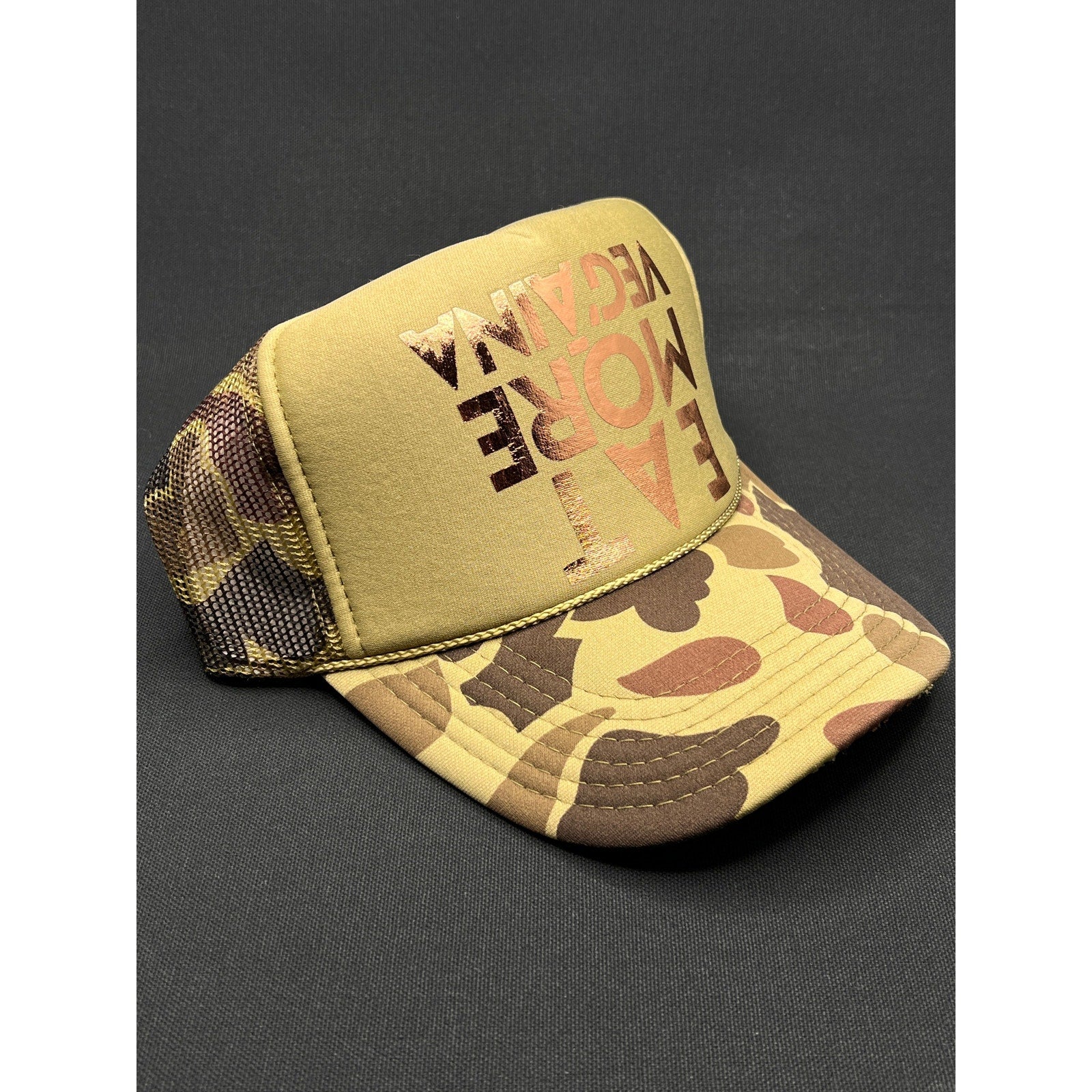 Vintage Eat More Veg'aina Funny Y2K Camo Trucker Hat – Otto Collection