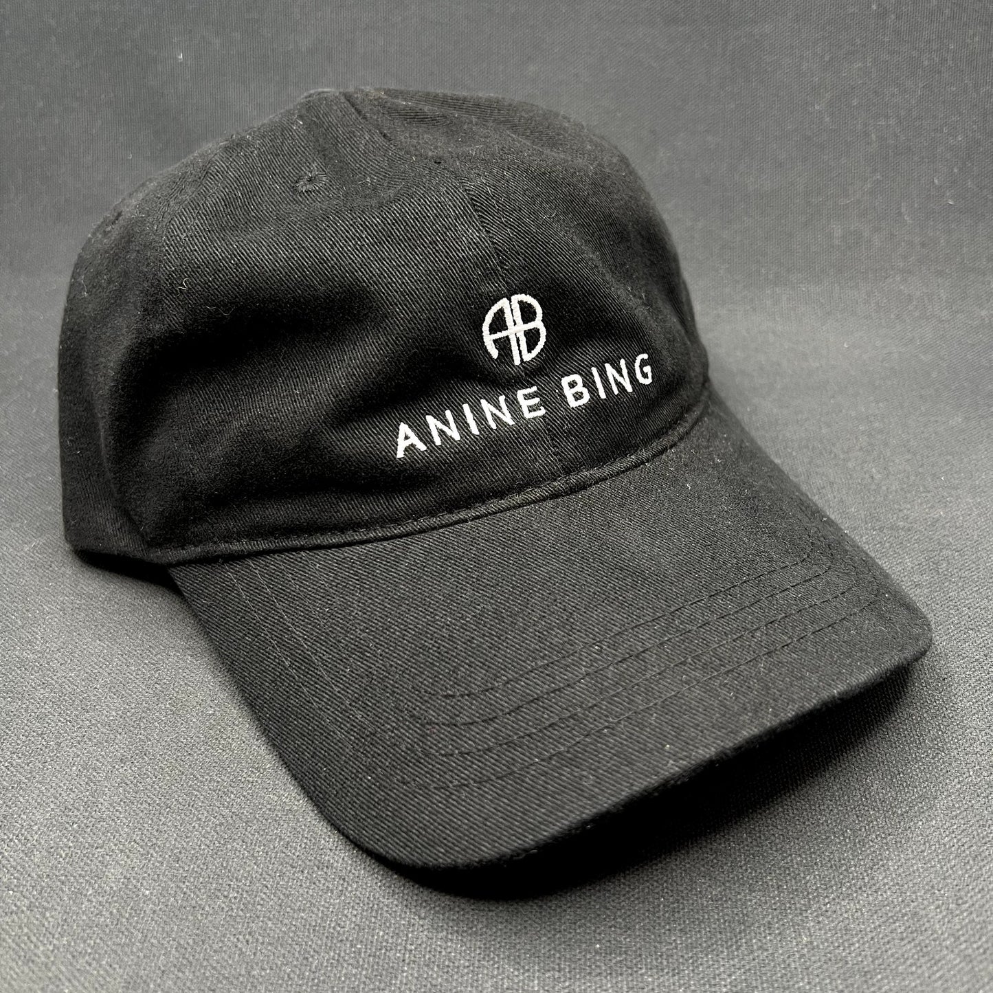 Anine Bing Sport Logo Strapback Hat Black Designer Cotton Dad Cap One Size