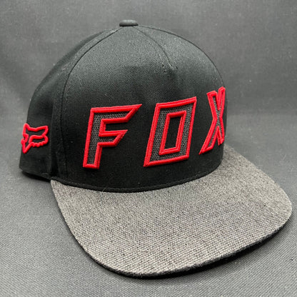Fox Racing Snapback Hat Black Red Logo Flat Bill Cap OSFA