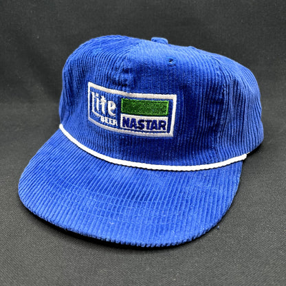 Vintage Lite Beer NASTAR Corduroy Strapback Ski Racing Hat USA Made