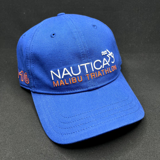 Nautica Malibu Triathlon Blue Strapback Hat OSFA Running Swim Cycling Cap