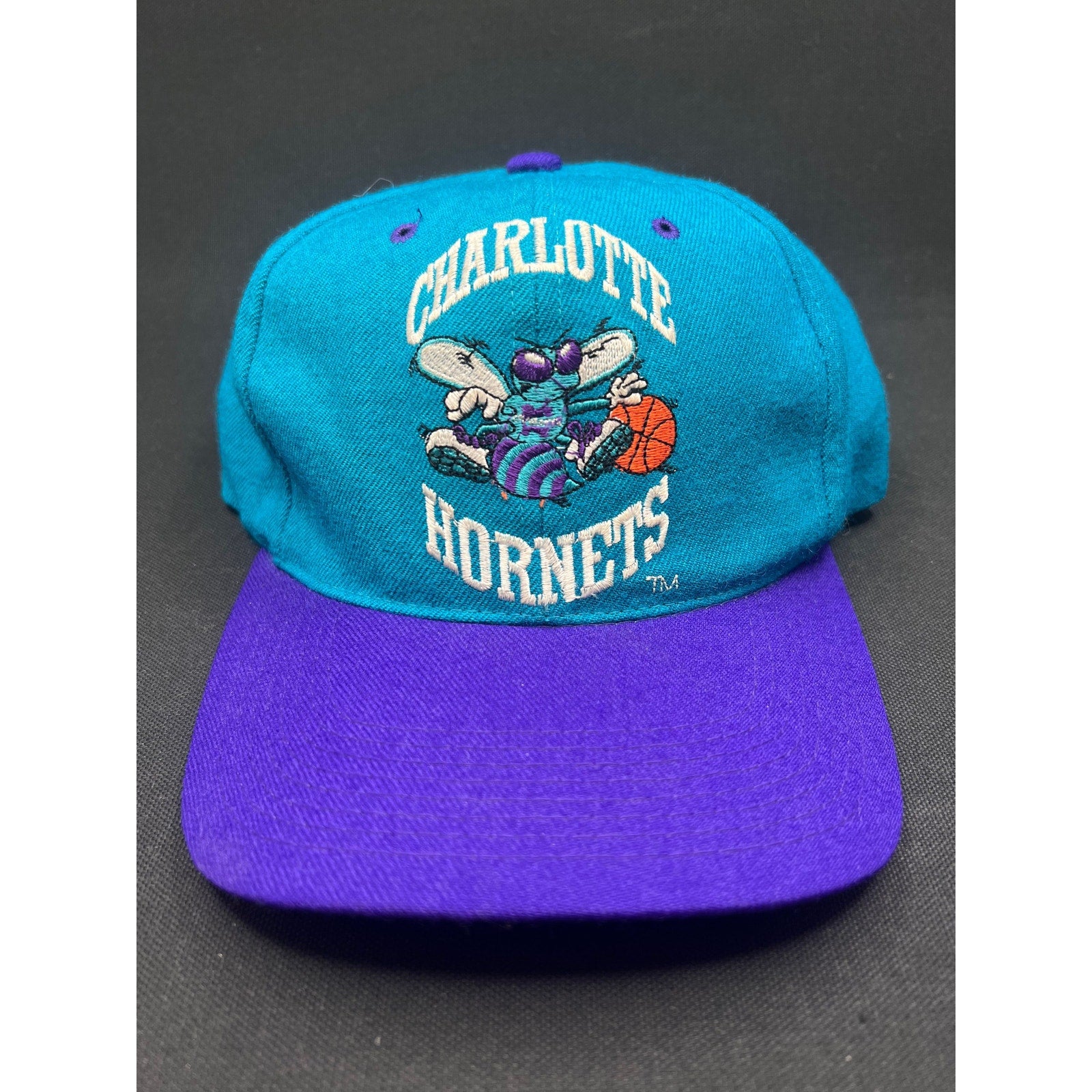 Vintage Charlotte Hornets Hat – Grossman Cap Co 100% Wool Teal & Purple Snapback