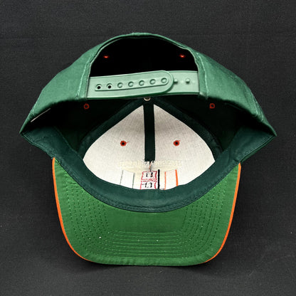 Vintage Miami Hurricanes Hurricane Club Snapback Hat Green Orange