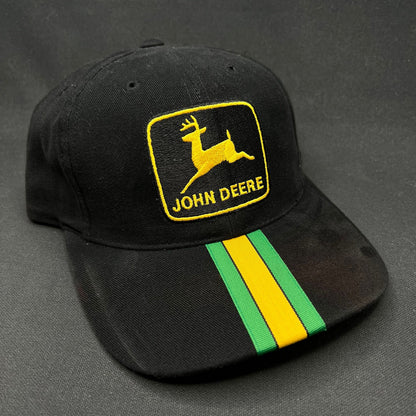 Vintage John Deere NASCAR Strapback Hat Black Track Gear Racing