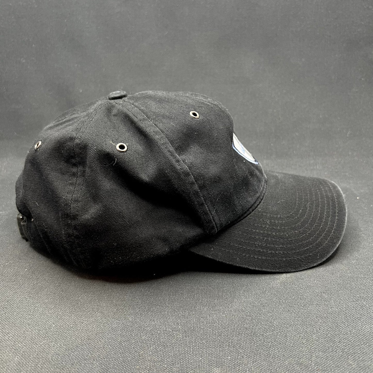 Vintage Nike Soccer Shield Strapback Hat Black Swoosh Cap Y2K