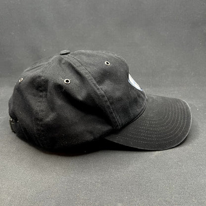Vintage Nike Soccer Shield Strapback Hat Black Swoosh Cap Y2K