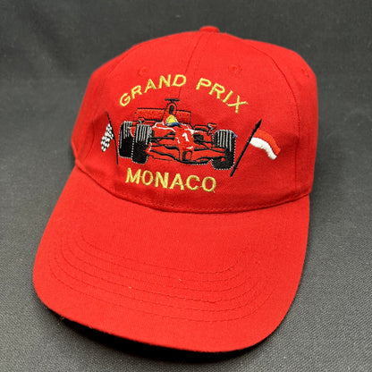 Vintage Monaco Grand Prix Formula 1 Strapback Racing Hat Red