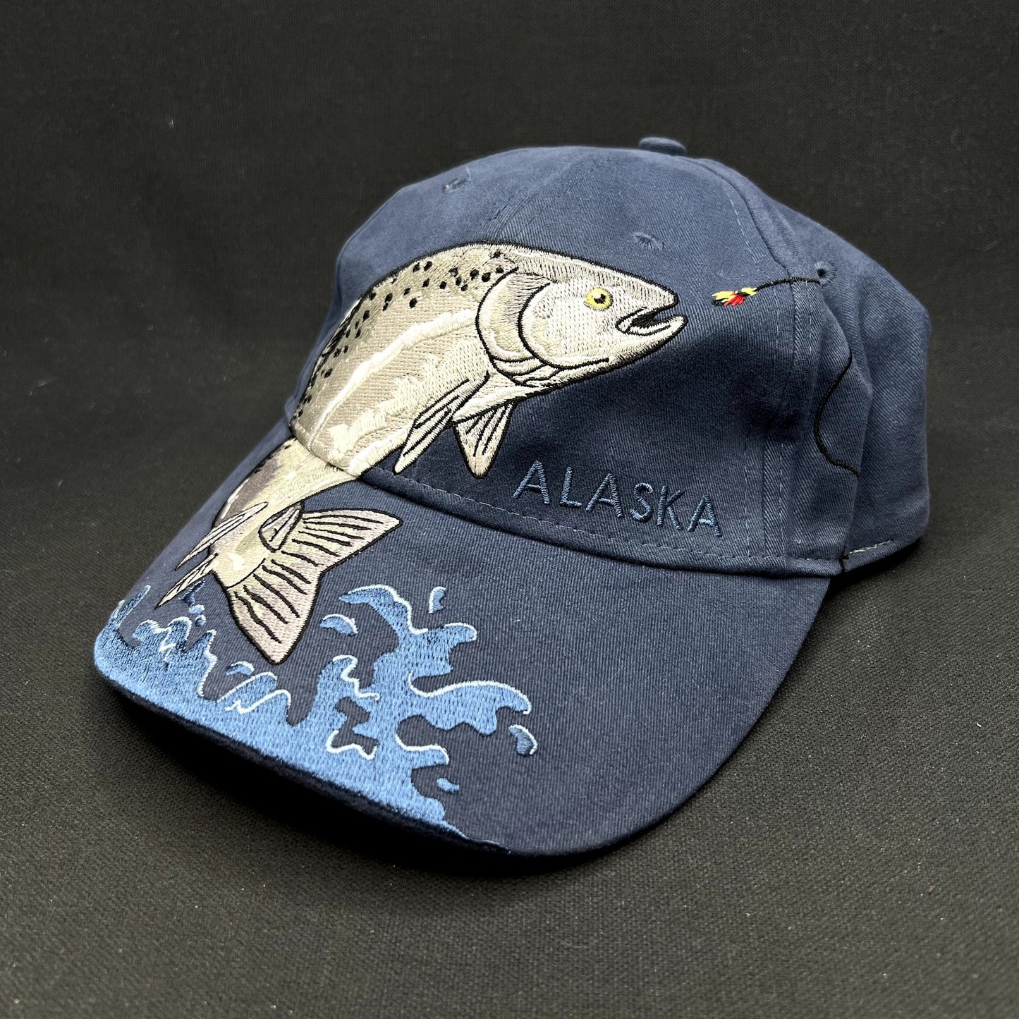 Vintage Alaska Rainbow Trout Fishing Strapback Hat Arctic Circle Enterprises Embroidered