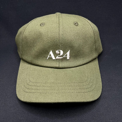 A24 Films Strapback Hat Olive Green Minimal Logo Cap