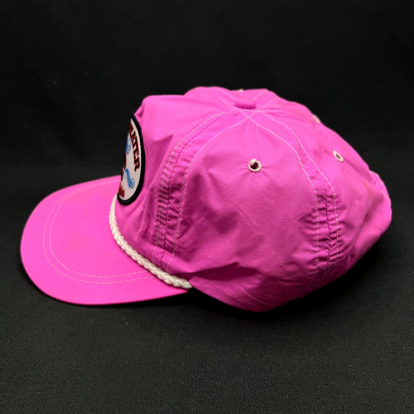 Vintage White Water AC Stanley Idaho Imperial Strapback Hat Pink Rope Cap
