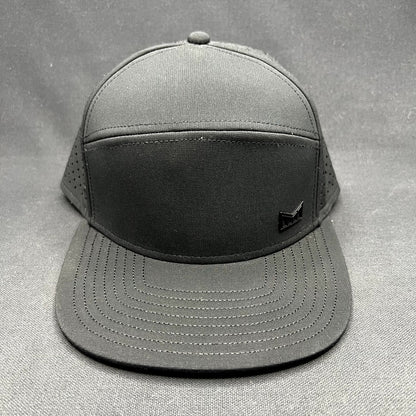 Melin Trenches Hydro Black Snapback Hat Water Resistant Performance Cap