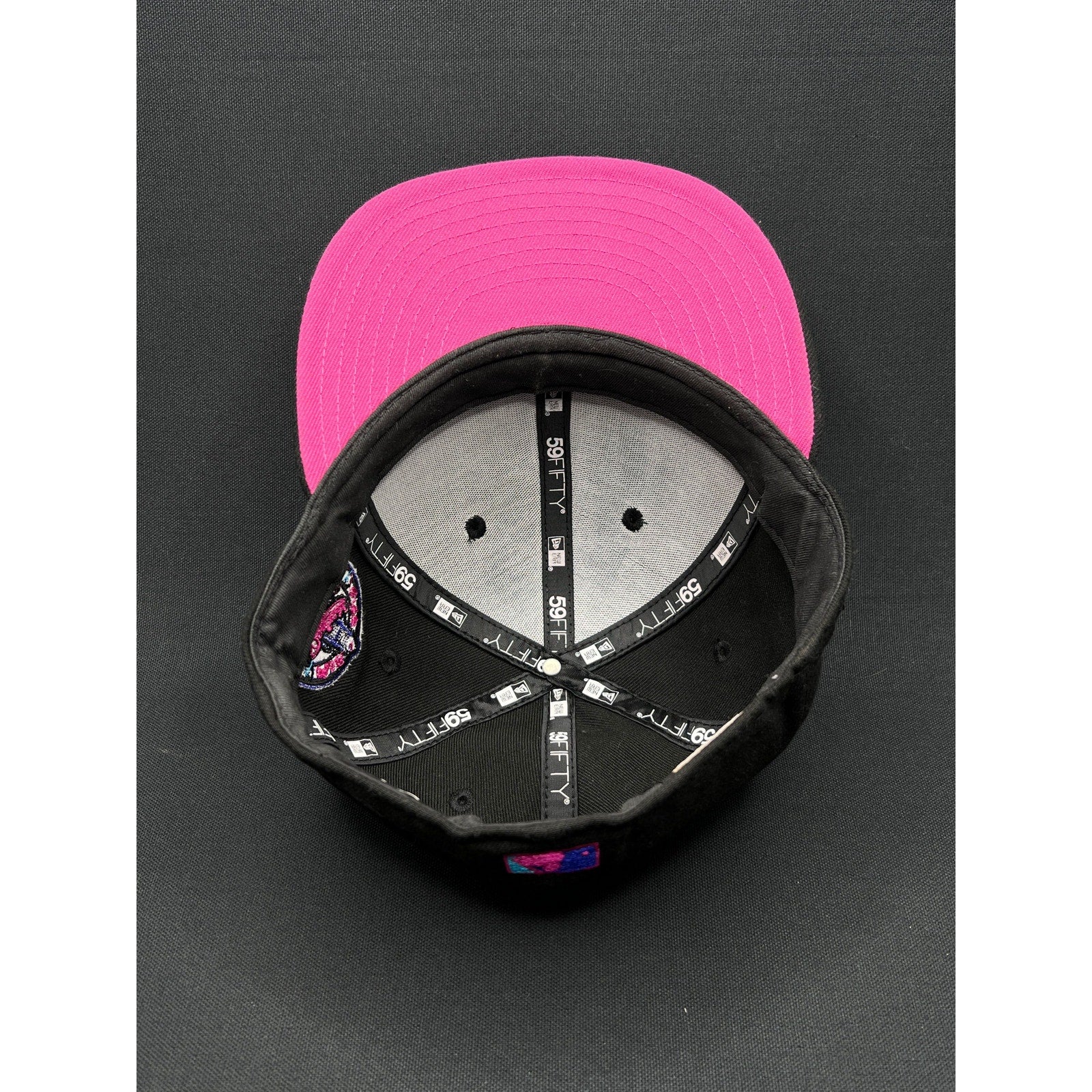 New Era LA “60 Years” Black Fitted Hat – Pink/Blue Embroidery (7 1/4)