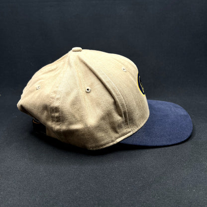Jack Nicklaus Golden Bear Golf Strapback Hat Khaki Navy Leather Strap Cap