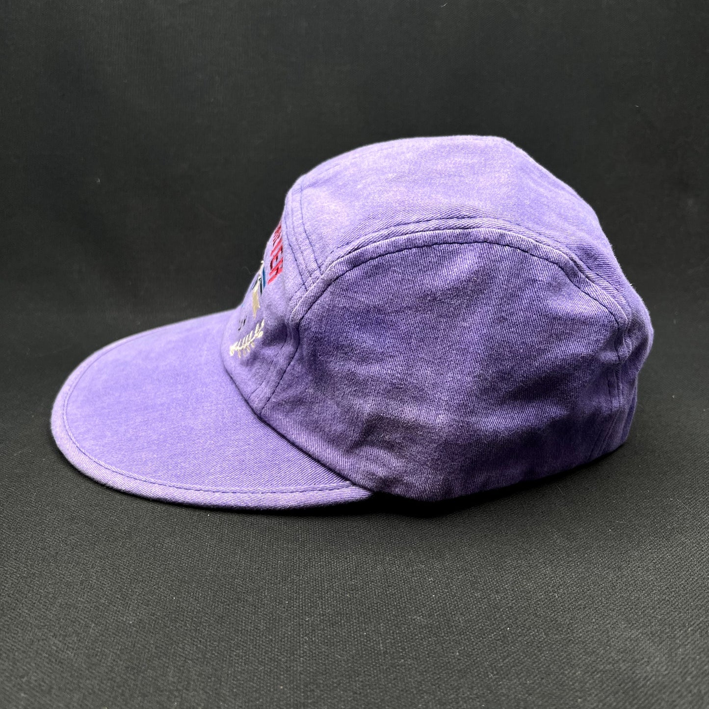 Vintage Obermeyer Ski Team 5-Panel Strapback Hat Purple Made in Taiwan SCI