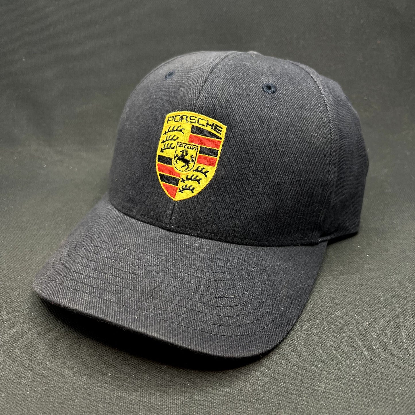 Porsche Woodland Hills Flexfit Hat Black Crest Logo Yupoong Cap M/L