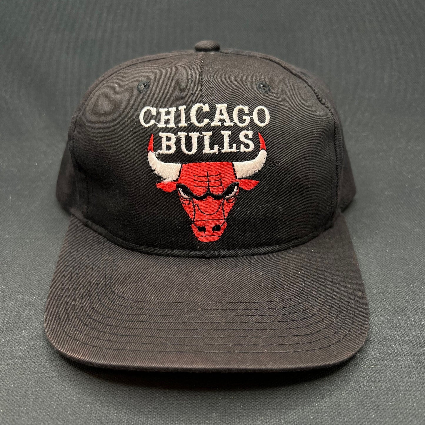 Vintage Chicago Bulls AJD Snapback Hat NBA Korea Black Red Script