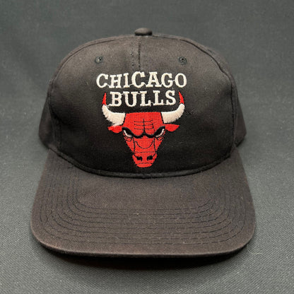 Vintage Chicago Bulls AJD Snapback Hat NBA Korea Black Red Script