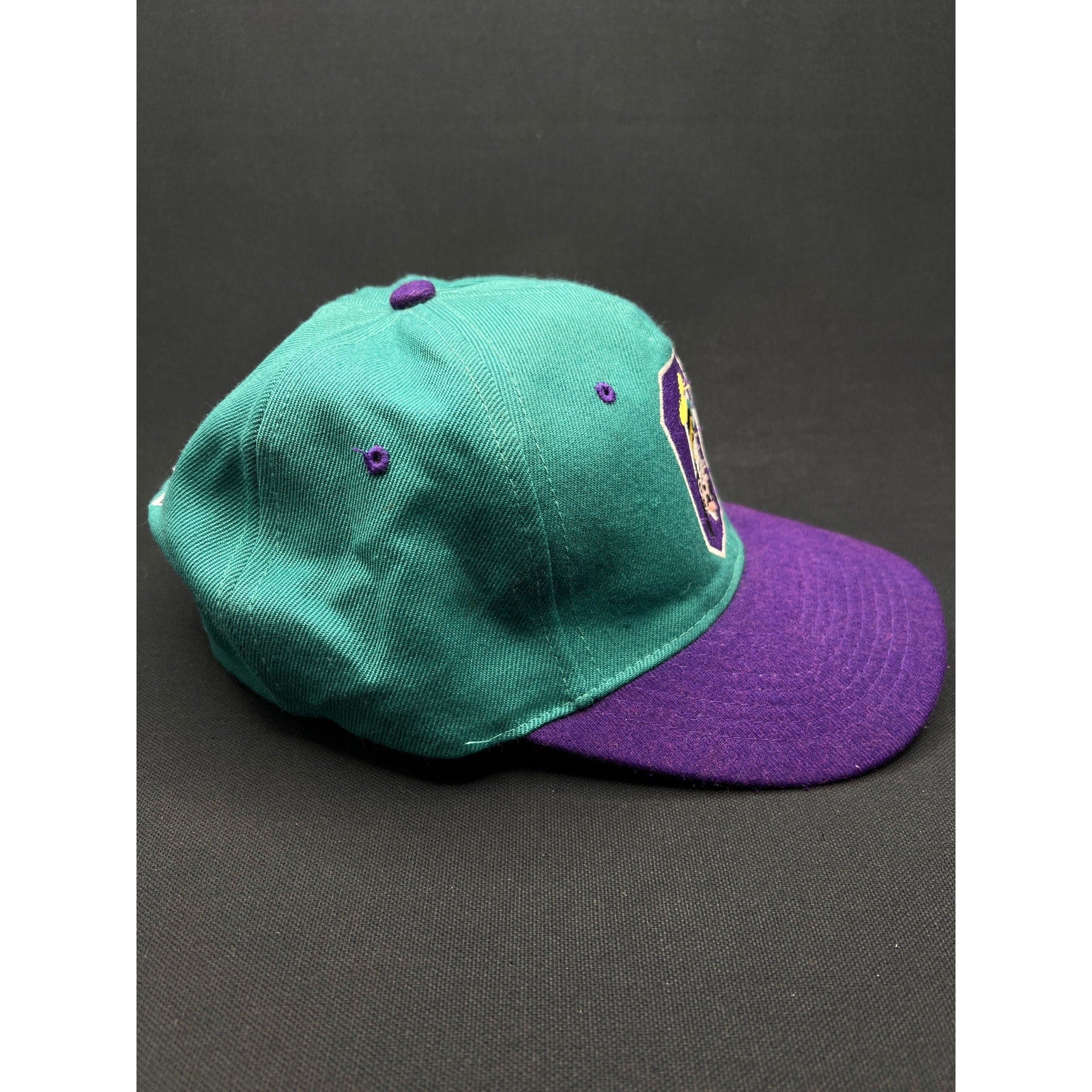 Vintage 1990s Goofy “G” Hat – Teal & Purple Snapback by Mickey Unlimited (Disney)