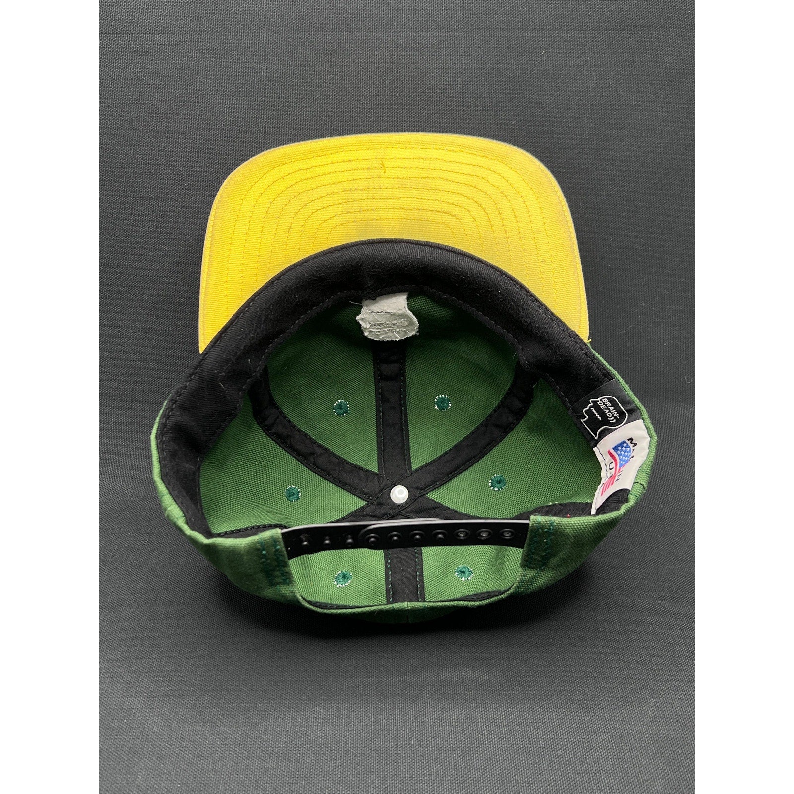 Brain Dead Skateboards Rare Green Yellow Snapback Hat Made in USA