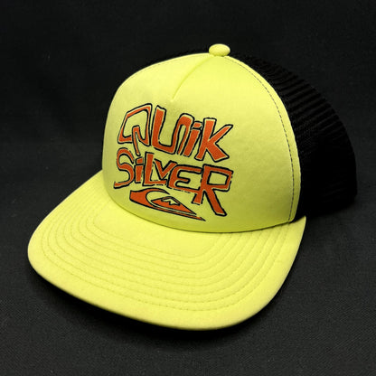 Quiksilver Neon Yellow Black Trucker Snapback Surf Skate Hat
