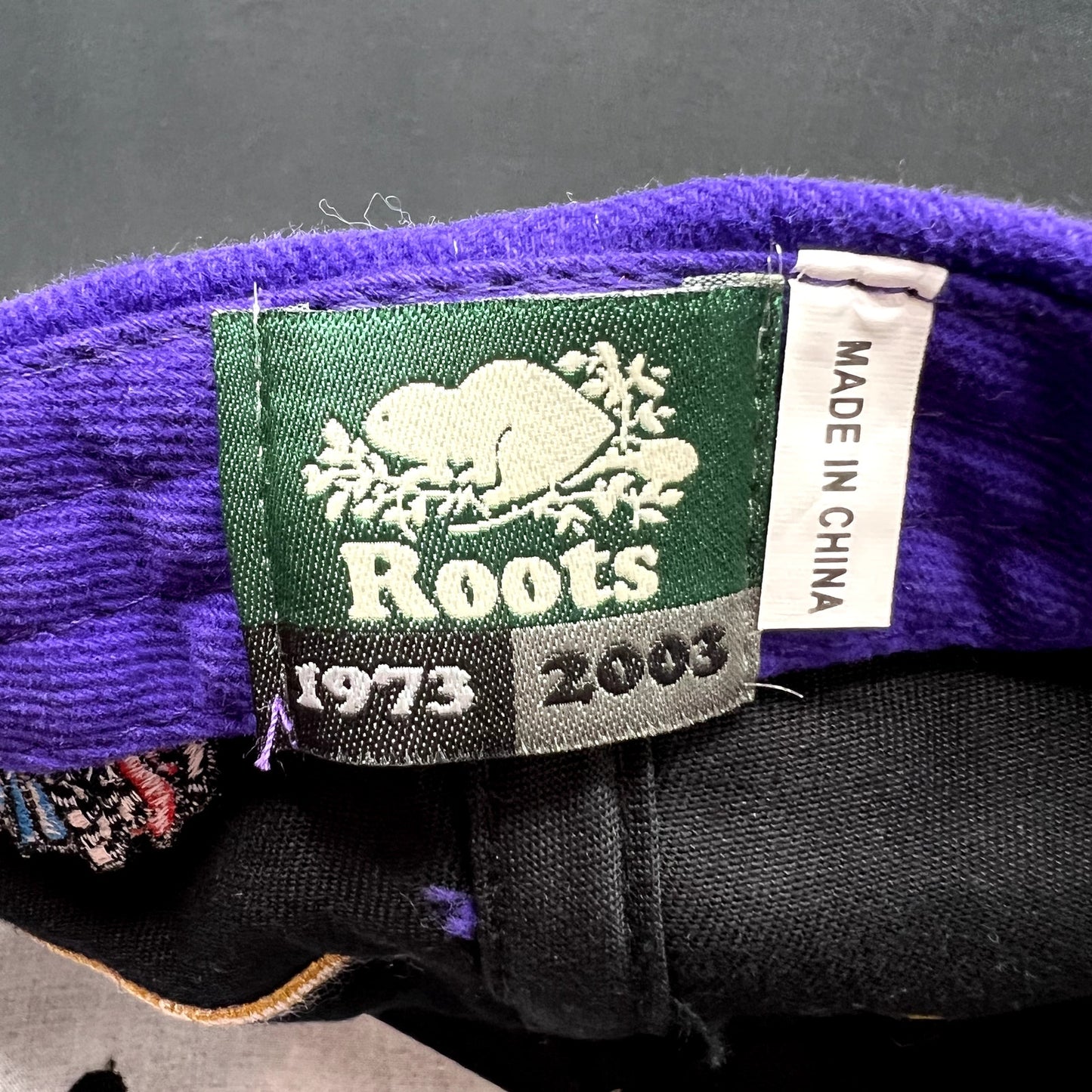 Vintage 2003 Crown Royal Roots Strapback Hat Purple Black Whiskey Cap