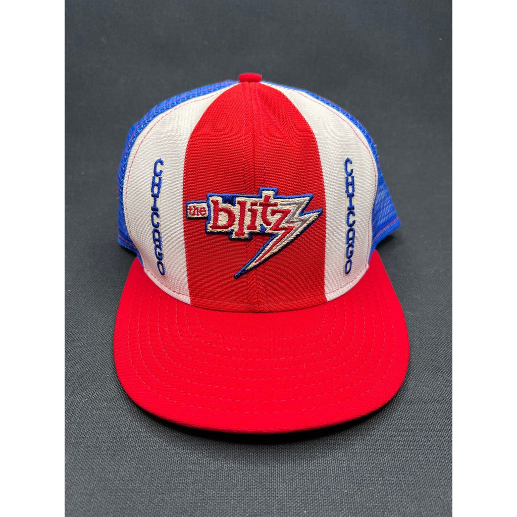 Vintage 1980s Chicago Blitz USFL Snapback Trucker Hat AJD Lucky Stripes USA
