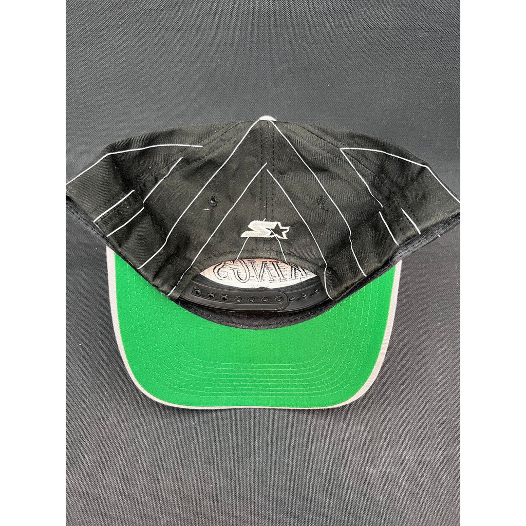 Vintage LA Kings 90's Starter NHL Snapback Hat Black Pinstripe Gray Brim Korea