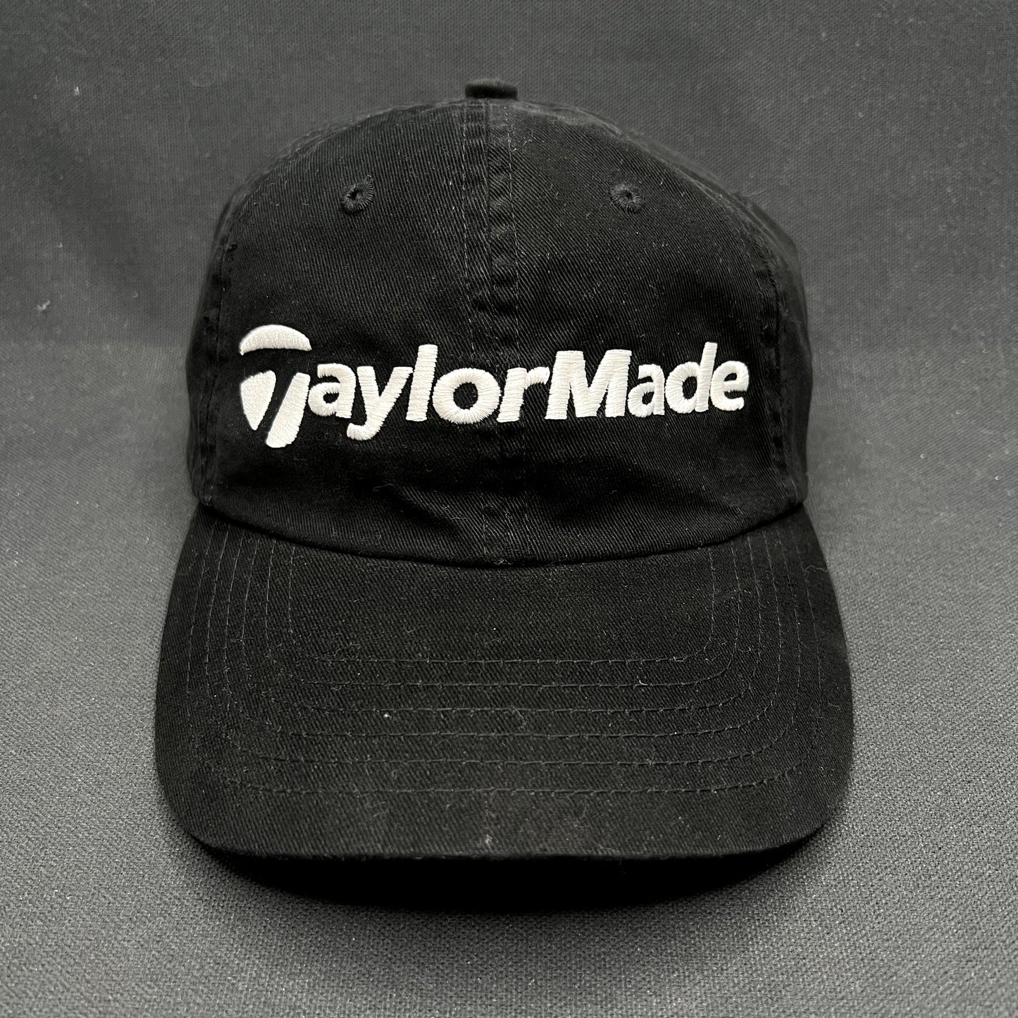 TaylorMade Golf Strapback Hat Black Minimal Logo Dad Cap