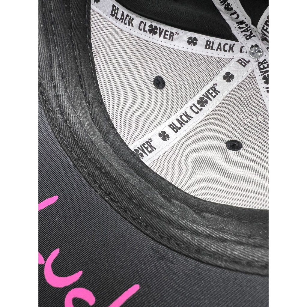 Black Clover “Live Lucky” Valley Inn Hat – Black & Pink 4-Leaf Clover S/M