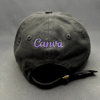 No Notes Canva Strapback Hat Black Purple Embroidered Dad Cap Adjustable