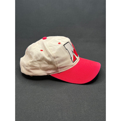 Vintage Nebraska Cornhuskers “N” Snapback Hat Red Brim NCAA (Color Bled)