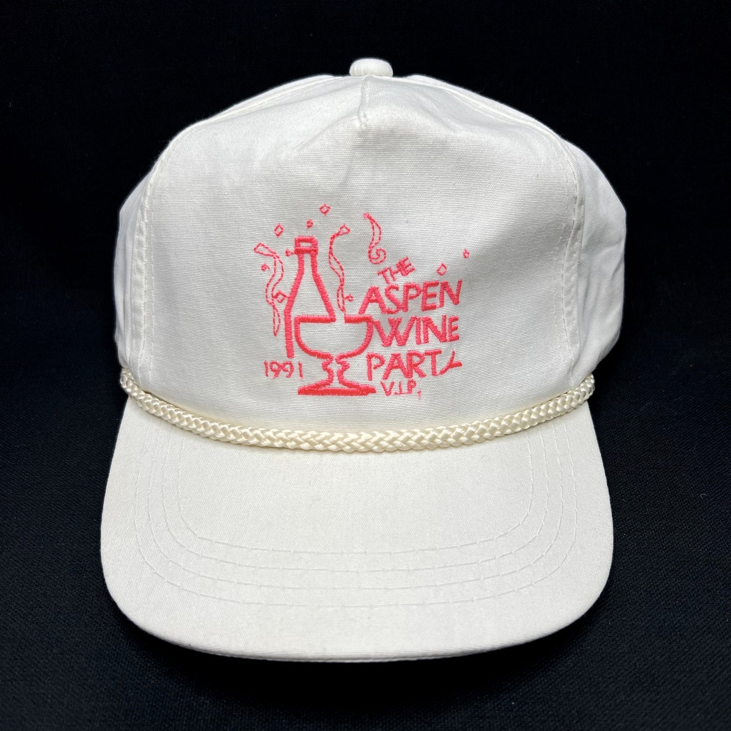 Vintage 1991 Aspen Wine Party Strapback Hat Rope Yupoong Korea