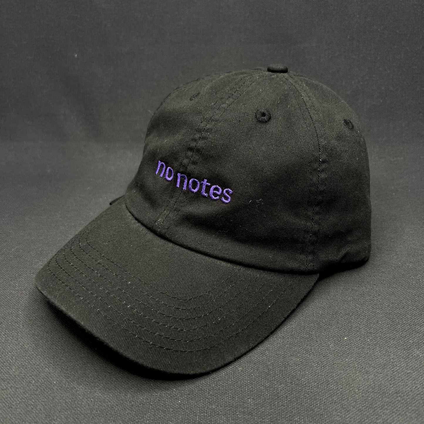 No Notes Canva Strapback Hat Black Purple Embroidered Dad Cap Adjustable